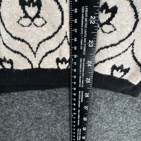 Anthropologie Knitted & Knotted Sweater Women's XL Black Cream Jacquard - Picture 6 of 10